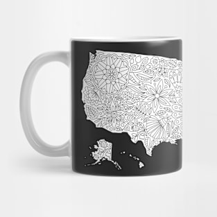 Flowers USA Map, Floral Map of the United States Mug